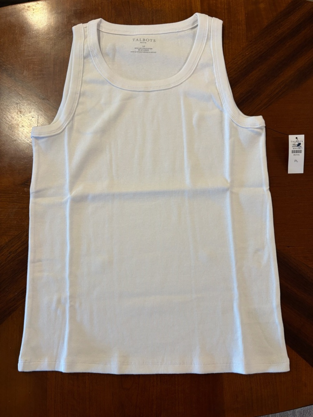 Talbots Women’s White Ribbed Tank Top New With Tags